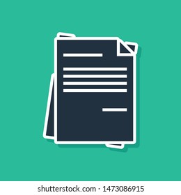 Blue File document icon isolated on green background. Checklist icon. Business concept.  Vector Illustration