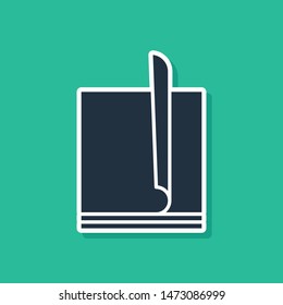 Blue File document icon isolated on green background. Checklist icon. Business concept.  Vector Illustration