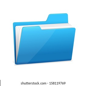 Blue File Folder Icon Isolated On White