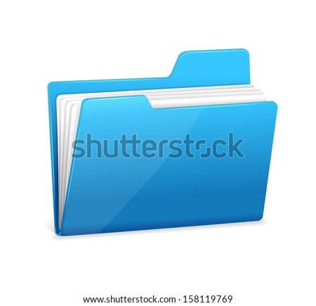 Blue file folder icon isolated on white