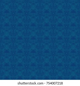 Blue filigree ornament. Vector colorful template for wallpaper, textile, shawl, carpet and any surface. Seamless pattern with ornamental mandalas.