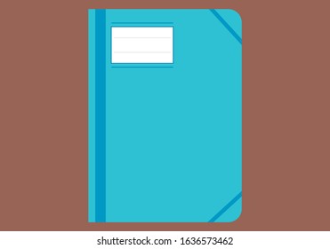 Blue filing notebook on a table.