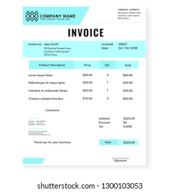 Blue fill business invoice vektor template