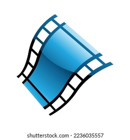 Blue Film Reel on a White Background