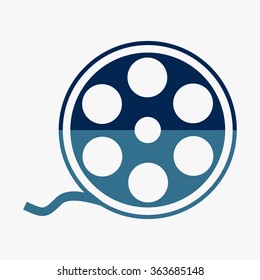 Blue film reel vector icon