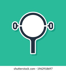 Blue Filter wrench icon isolated on green background. The key for tightening the bulb filter trunk.  Vector