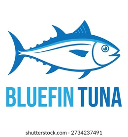 blue fin tuna fish flat minimalist logo design