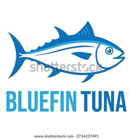 blue fin tuna fish flat minimalist logo design