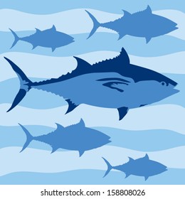 Blue fin tuna in the ocean