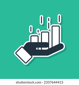 Blue Financial growth increase icon isolated on green background. Increasing revenue.  Vector
