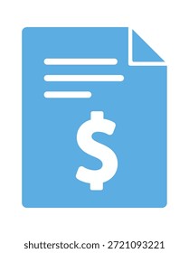 Una Factura financiera azul con un signo de dólar, que simboliza el pago o la facturación en un contexto profesional.