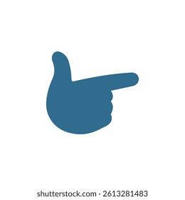 Blue finger pointing hand sign vector illustration on white background