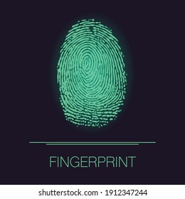 Blue finger print isolated on dark background