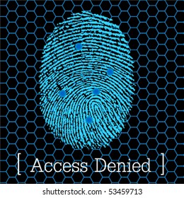 blue fingerprint access denied vector illustration eps10
