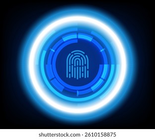 Blue fingerprint background. Abstract security background. Vector illustration.