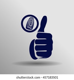 blue Fingerprint Icon button logo symbol concept high quality on the gray background