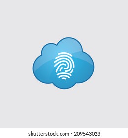Blue fingerprint icon, isolated on gray background 