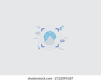 Ein blaues Fingerabdrucksymbol umgeben von digitaler Grafik