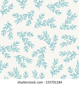 Blue fir branches seamless pattern. Vector illustration