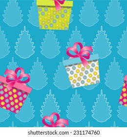 Blue fir with gift