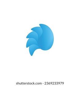 Blue fire, 3d geometric symbol simple logo vector