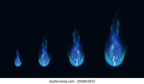 Blauer Feueranimationspriete. Komet. Animation für ein Spiel oder Cartoon. Vektorgrafik. Flachfeuer 
