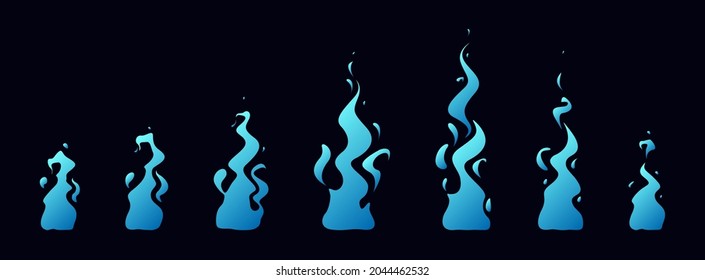 Espías de animación con fuego azul. Animación para un juego o una caricatura