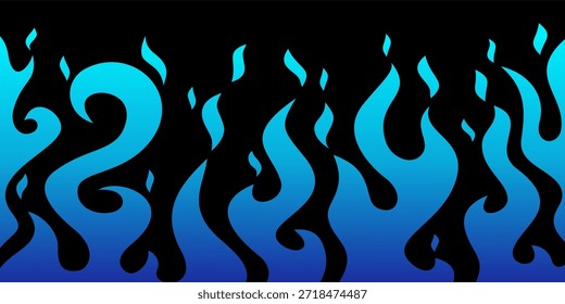 Fundo de fogo azul. fundo de chama. fundo de fogo azul banner longo. Chama Padrão Sem Costura. Incêndio chama padrão sem costura.