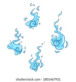 Blue fire cartoon illustration , Blue fire pictogram set. Vector illustration on a white background in flat style.