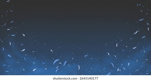 Blue fire and electric sparks with flying embers and cold dust. Fiery glow, smoke, and glitter create magical witchcraft vibe. Abstract vector background with neon light and starry fireworks effect.