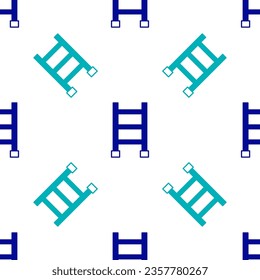 Blue Fire escape icon isolated seamless pattern on white background. Pompier ladder. Fireman scaling ladder with a pole.  Vector