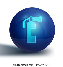 Blue Fire extinguisher icon isolated on white background. Blue circle button. Vector