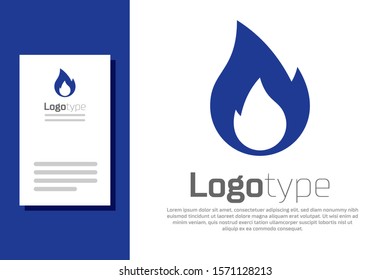 Blue Fire flame icon isolated on white background. Heat symbol. Logo design template element. Vector Illustration