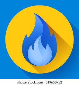 Blue Fire Flame Icon Vector Logo Illustration