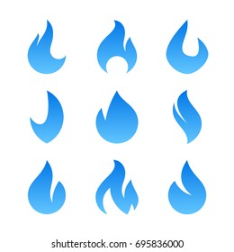 Blue Fire Flame Icons And Logo Design Elements