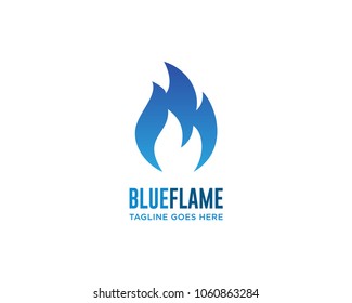 Blue Fire Flame Logo Design Vector Template