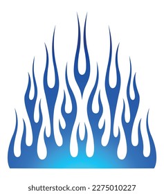 Blue fire flames electric racing car decal vector art graphic. Tribal flame electric sports car bonnet vinyl decal. Hood decoration for cars, auto, truck, boat, suv and motorcycle tank.