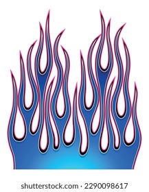 Blue fire flames electric racing car decal vector art graphic. Tribal flame electric sports car bonnet vinyl decal. Hood decoration for cars, auto, truck, boat, suv and motorcycle tank.
