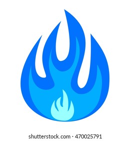 Blue fire flames icon logo symbol