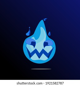 Blue fire ghost vector for illustration and game character