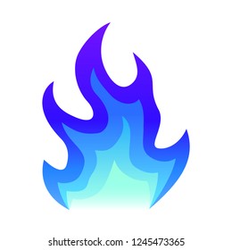 Blue fire icon Flat fire flame vector illustration. blue flame or campfire isolated on white.