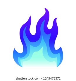 Blue fire icon Flat fire flame vector illustration. blue flame or campfire isolated on white.