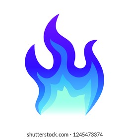 Blue fire icon Flat fire flame vector illustration. blue flame or campfire isolated on white.