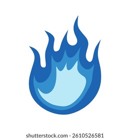 Blue fire icon. Symbol of burning natural gas. Vector illustration isolated on a white background