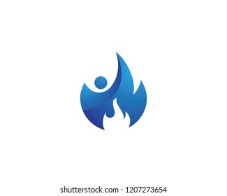 Blue Fire ilustration  Logo Template