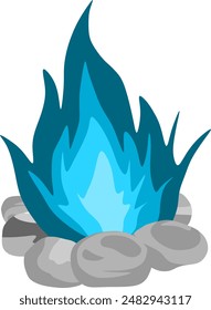 a blue fire isolated on white