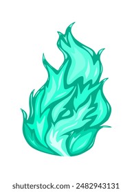 a blue fire isolated on white
