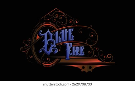 BLUE FIRE lettering custom style design.