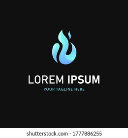 Blue Fire Logo Design. Abstract Logo Gradient Style