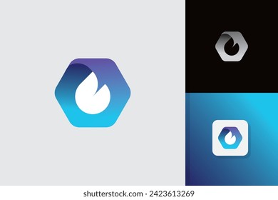 plantilla vectorial de diseño de logotipo de incendio azul